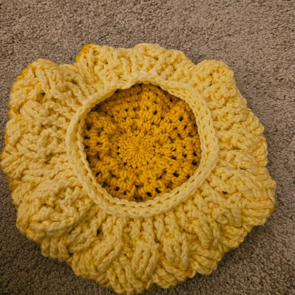 Crocheted Yellow Beret - Picture 2 of 2